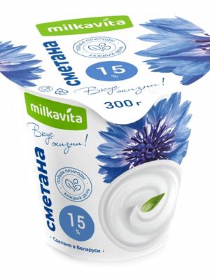 срок до 16.07 4811309018346 არაჟანი 15% SOUR CREAM 15% 300гр. MILKAVITA 1*12